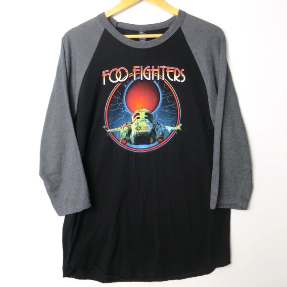 Foo Fighters Space Shuttle Red Moon Ship 3/4 Sleeve Baseball Shirt Size L - Picture 1 of 4